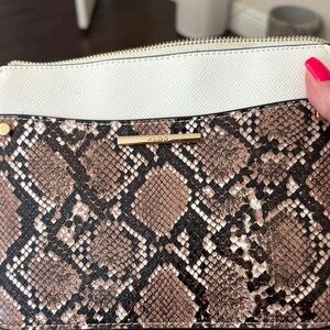 Aldo Snake Print Clutch in Brown and Black